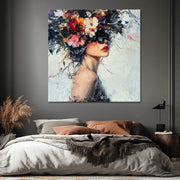 Gemälde Frau - Blumen II