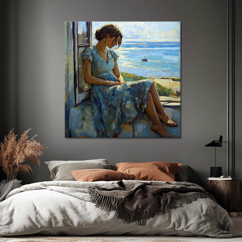 Frau blickt auf das Meer I