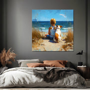 Mädchen mit Hund am Strand III