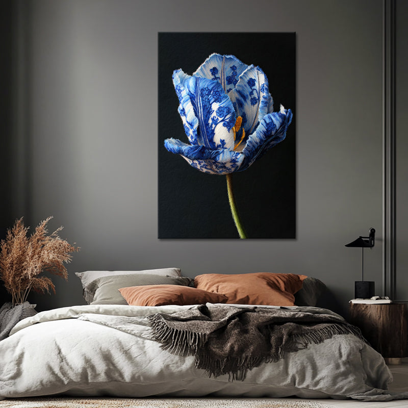Tulp in delfts blauw stijl