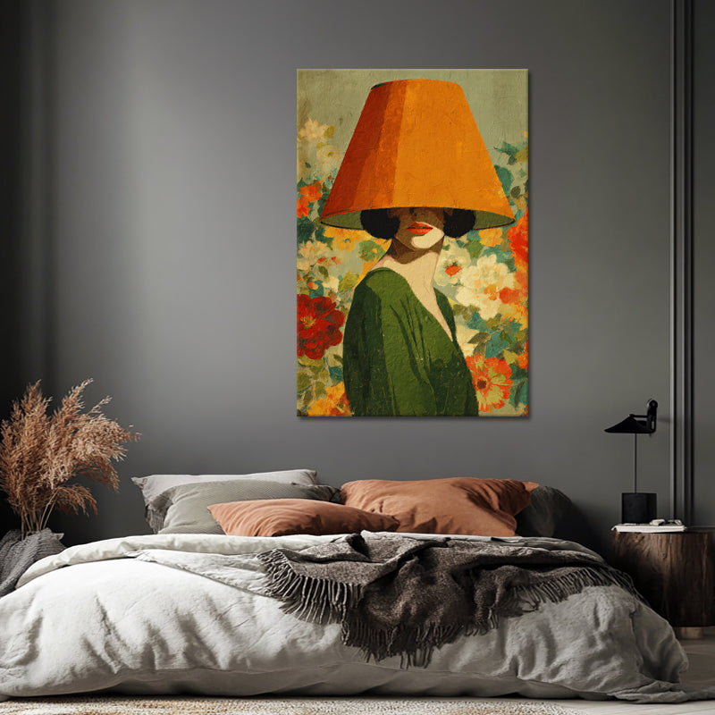 Frau mit Lampenschirm Kunst