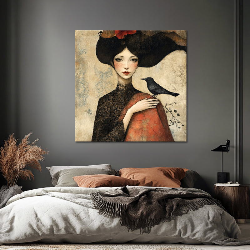 Surrealistisch Vrouw met vogelje II