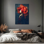 Frau mit rosa Blume