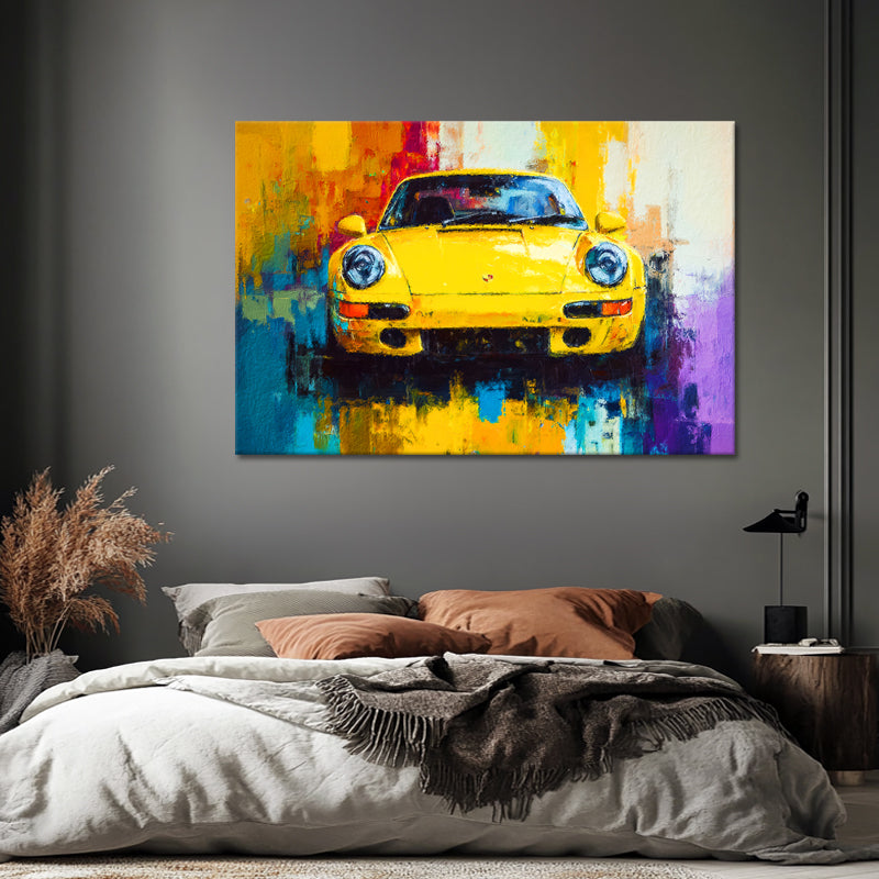 Porsche geel schilderij