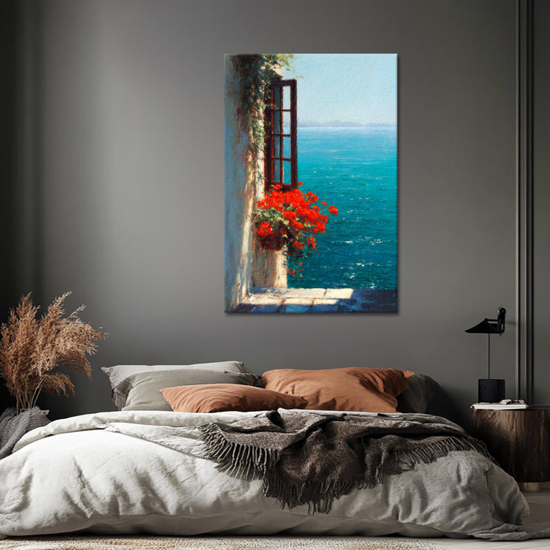 Bloemen bij Raam aan Zee
