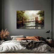 Rustikale Seilbrücke Fluss
