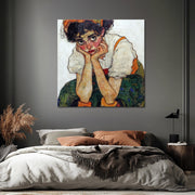 Frau mit Händen am Gesicht - Egon Schiele (Inspiration)