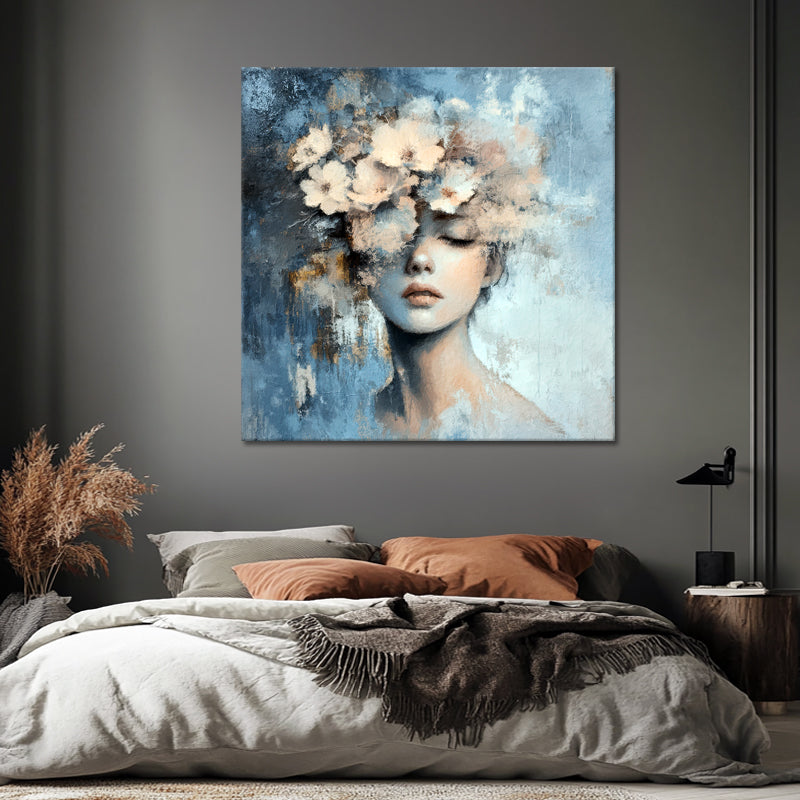 Dame mit Blumenschmuck