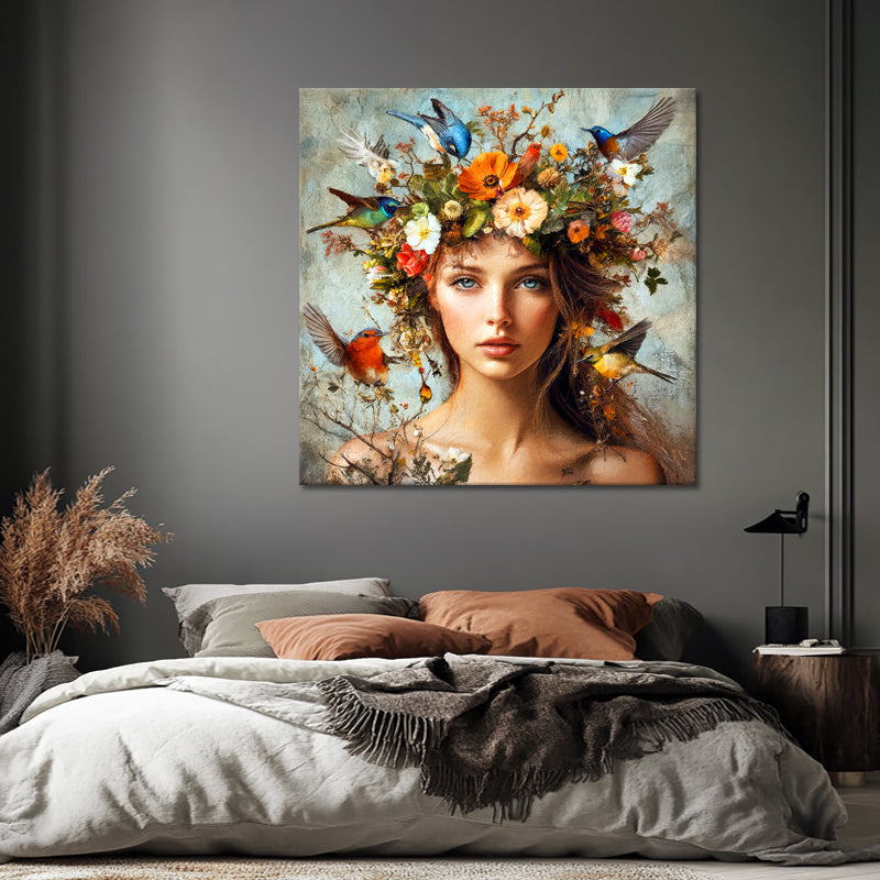 Dromende Vrouw Bloemen