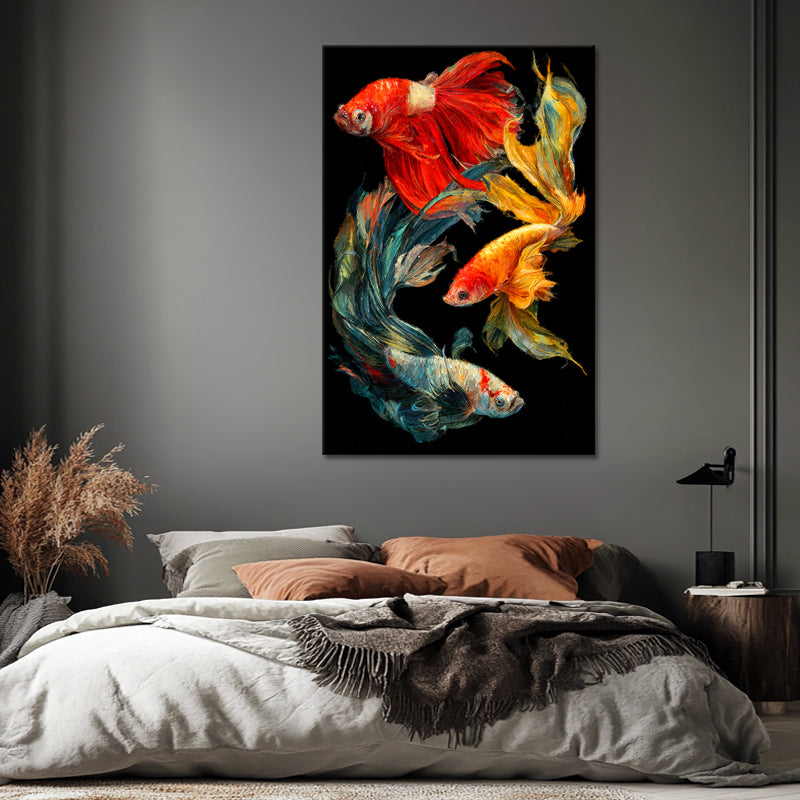 Schilderij drie vissen
