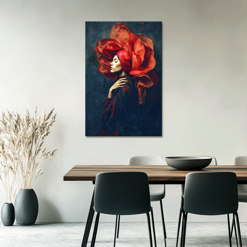 Frau mit rosa Blume