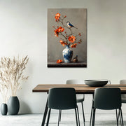 Porzellanvase mit Vogel