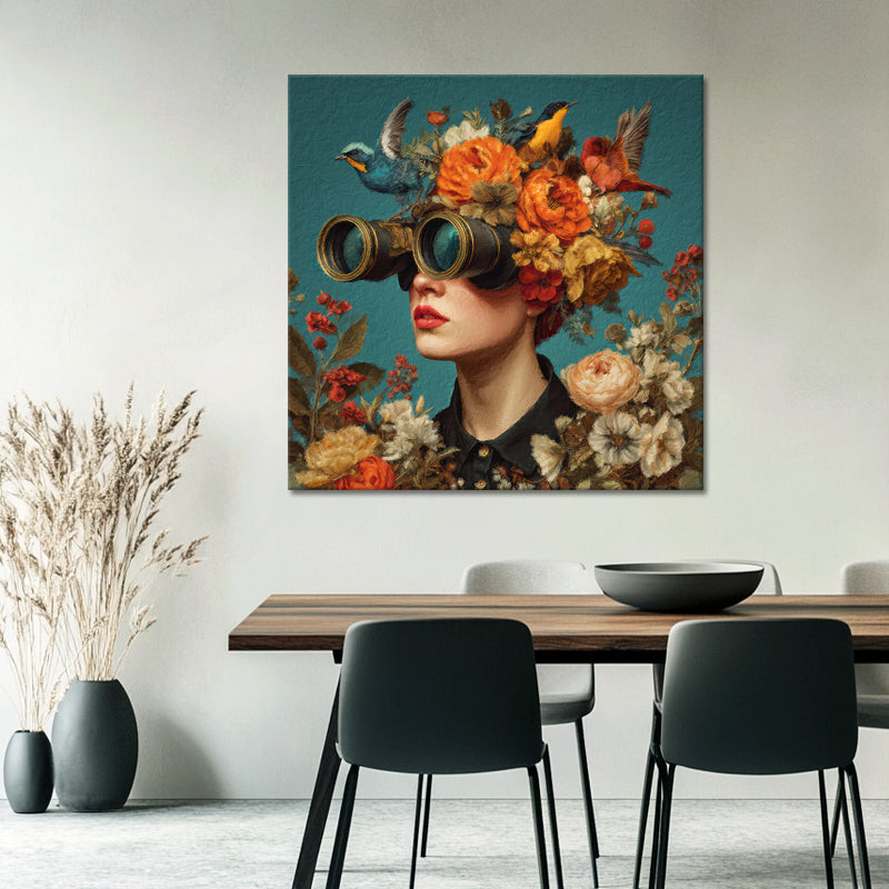 Frau - Vögel - Blumen - Kunst