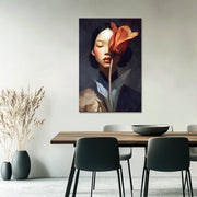 Frau mit Tulpe Porträt