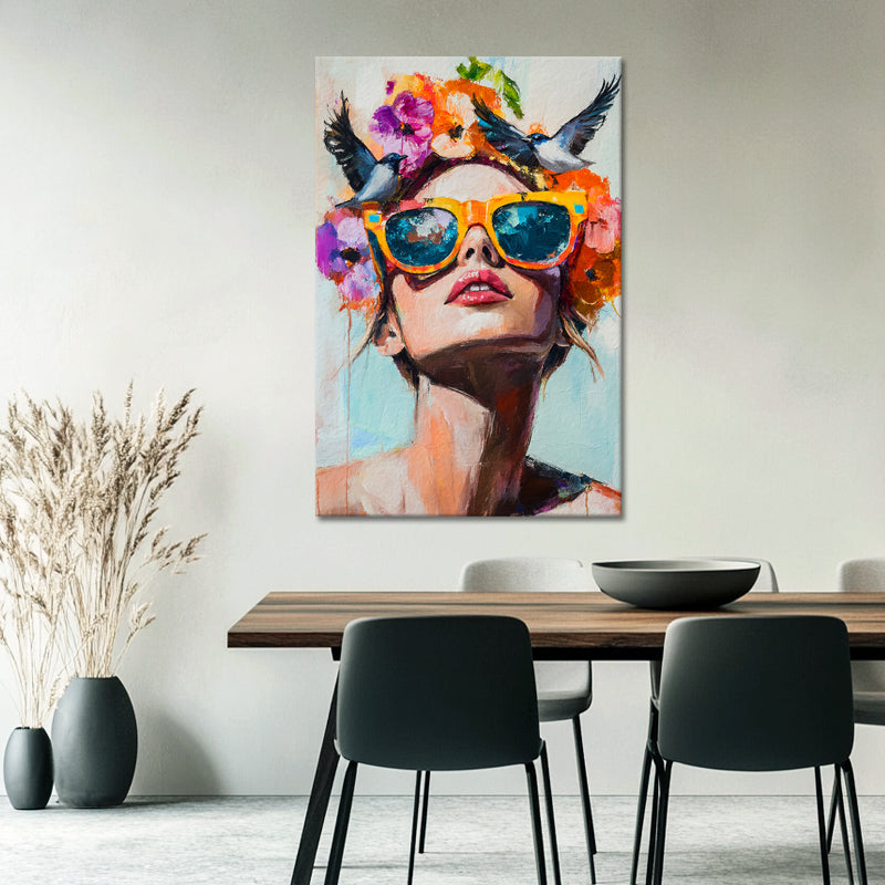 Schilderij Vrouw met vogels