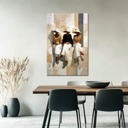 Drie vrouwen met brede hoeden