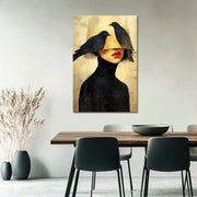 Frau mit Lampenschirm