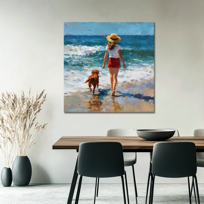 Mädchen mit Hund am Strand II