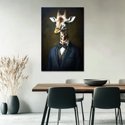 Giraffe in een pak
