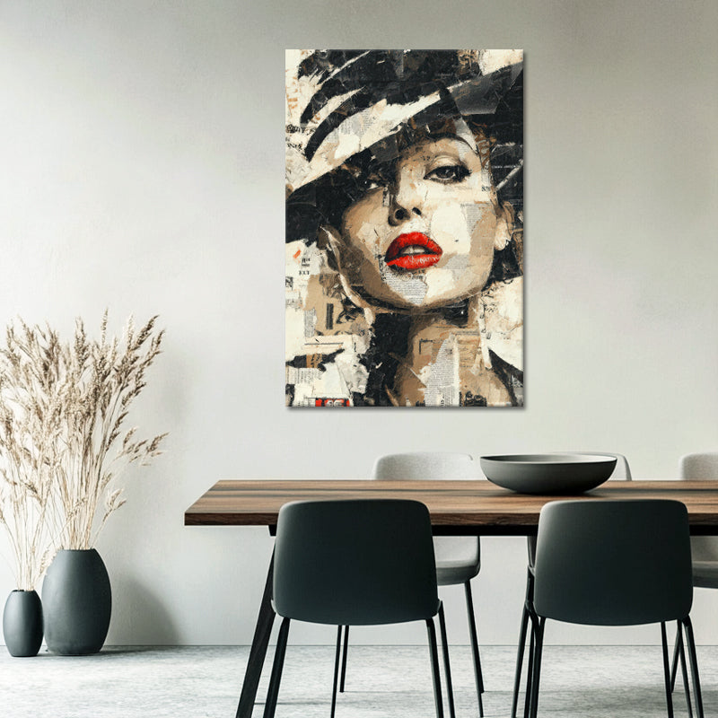 Vrouw met Hoed – Collage Kunst