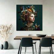 Frau - Vögel - Blumen