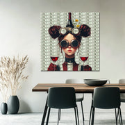Modische Frau mit Wein