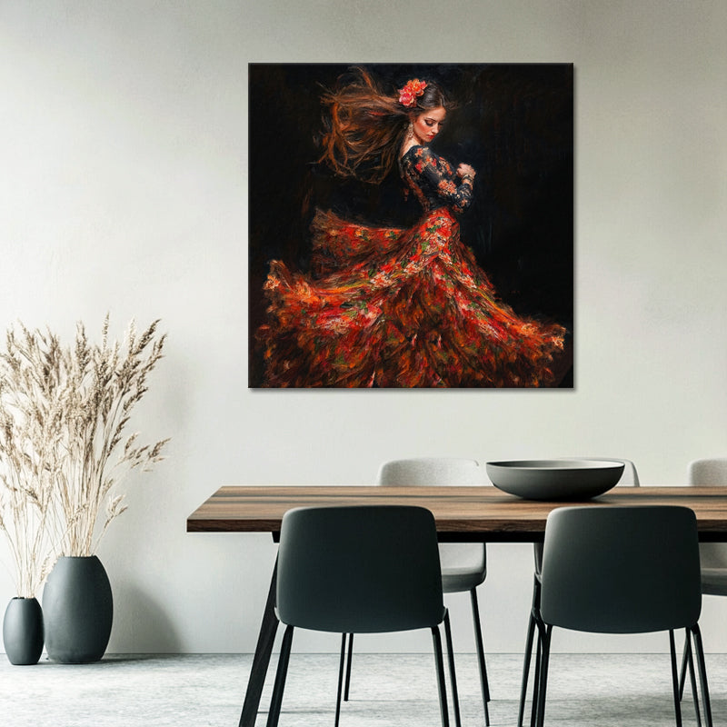 Spanische Frau im Flamenco-Kleid