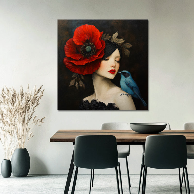 Dame - Klatschmohn - Vogel