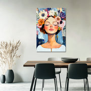 Frau mit schönen Blumen