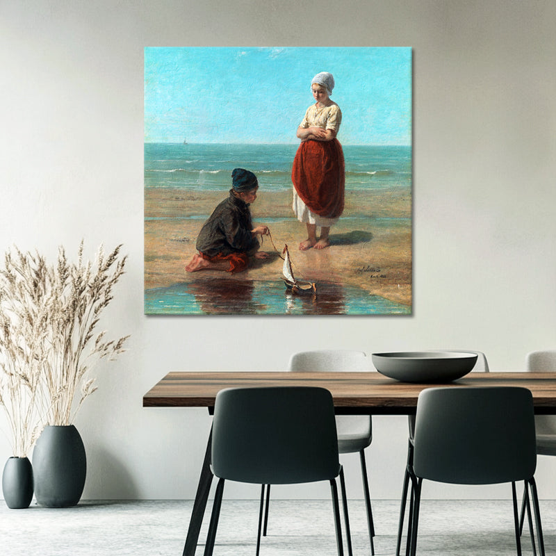 Spelende visserskinderen op het strand - Jozef Israels