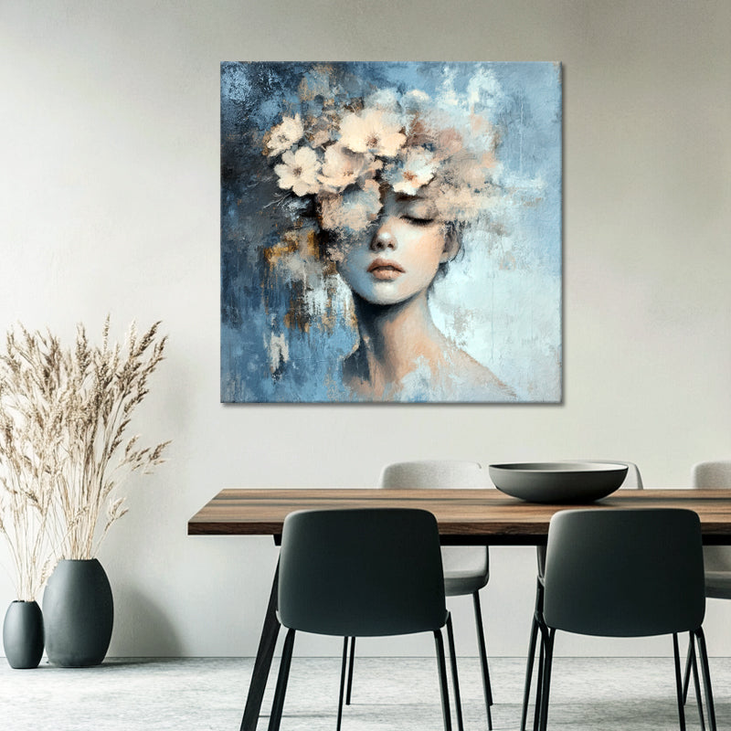 Dame mit Blumenschmuck