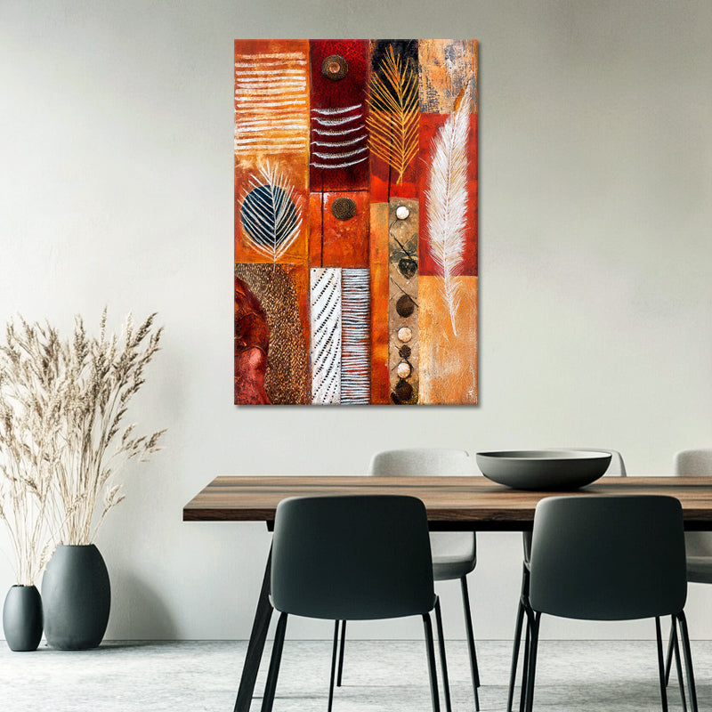 Abstract met strepen en veren