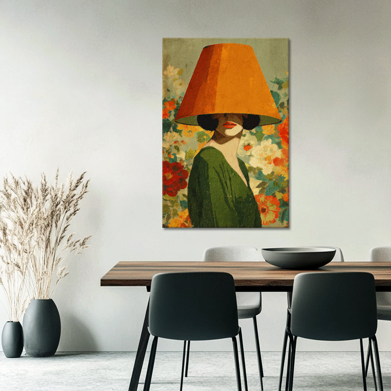 Frau mit Lampenschirm Kunst