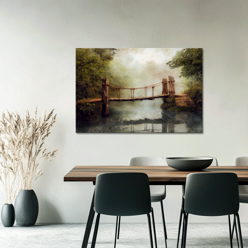 Rustikale Seilbrücke Fluss