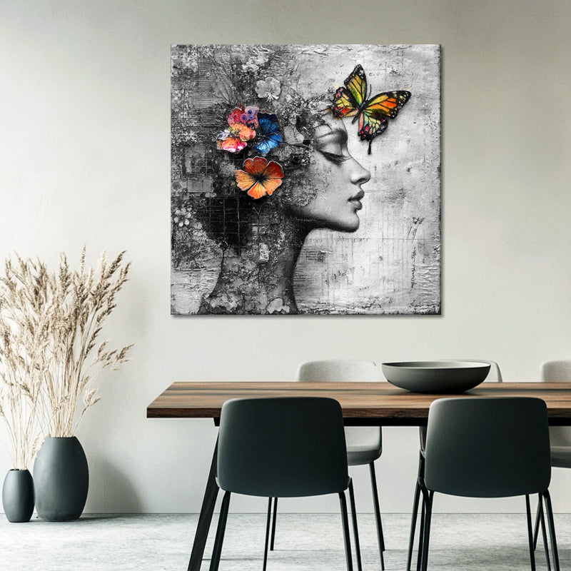 Vrouw vlinders schilderij I