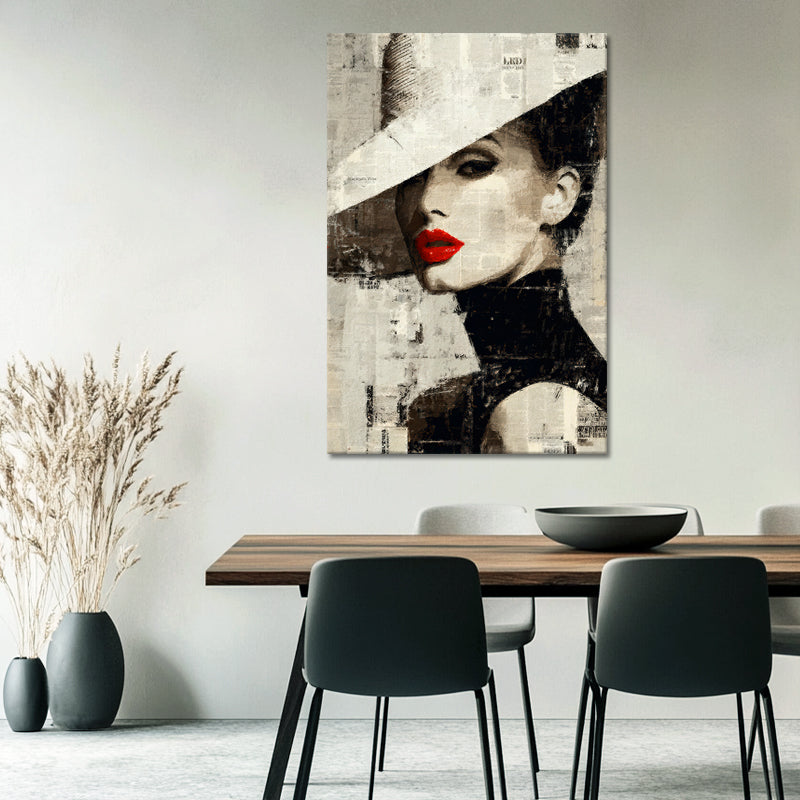 Mixed-Media Frau mit Hut I