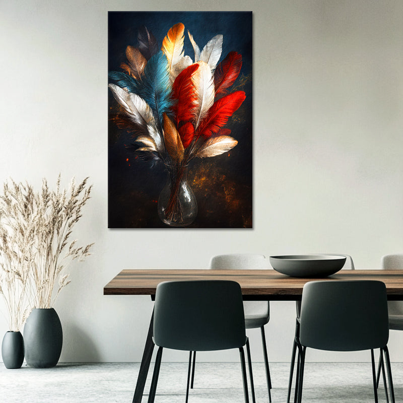 Schikking van veren in kleur