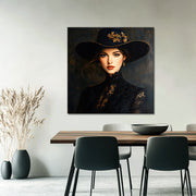Vrouw met Hoed - Zwart