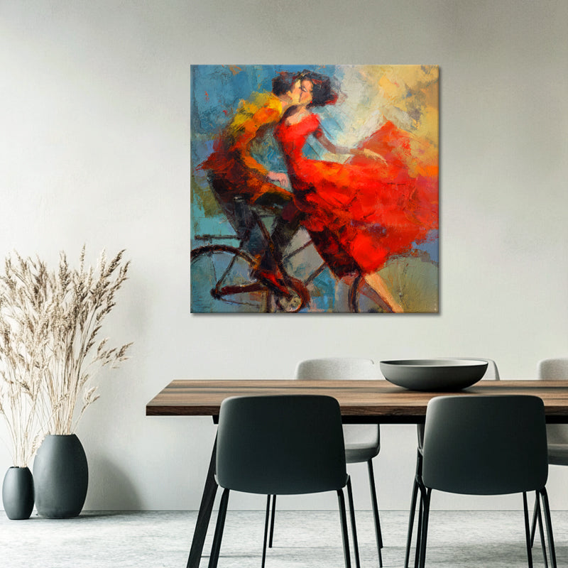 Schilderij Koppel op de fiets
