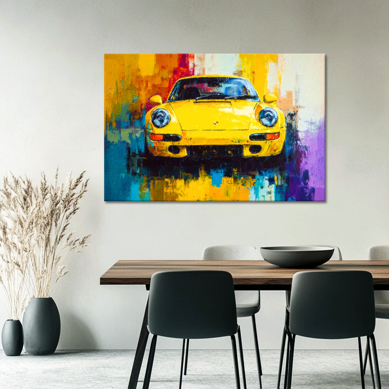 Porsche geel schilderij