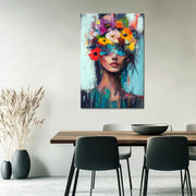 Frau mit Blumen im Haar