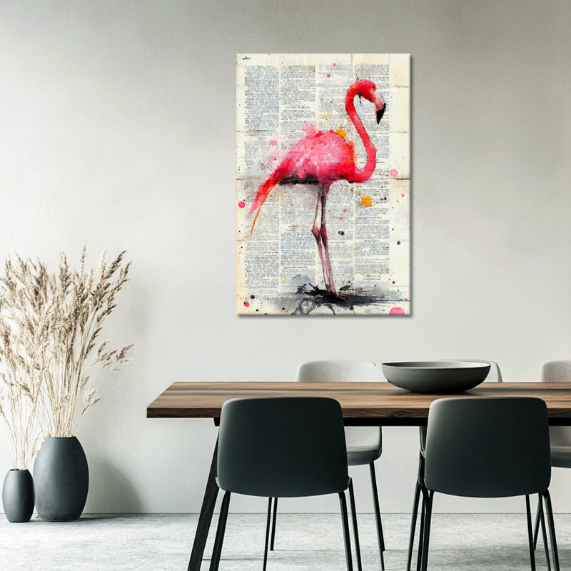 Flamingo Newspaper Art