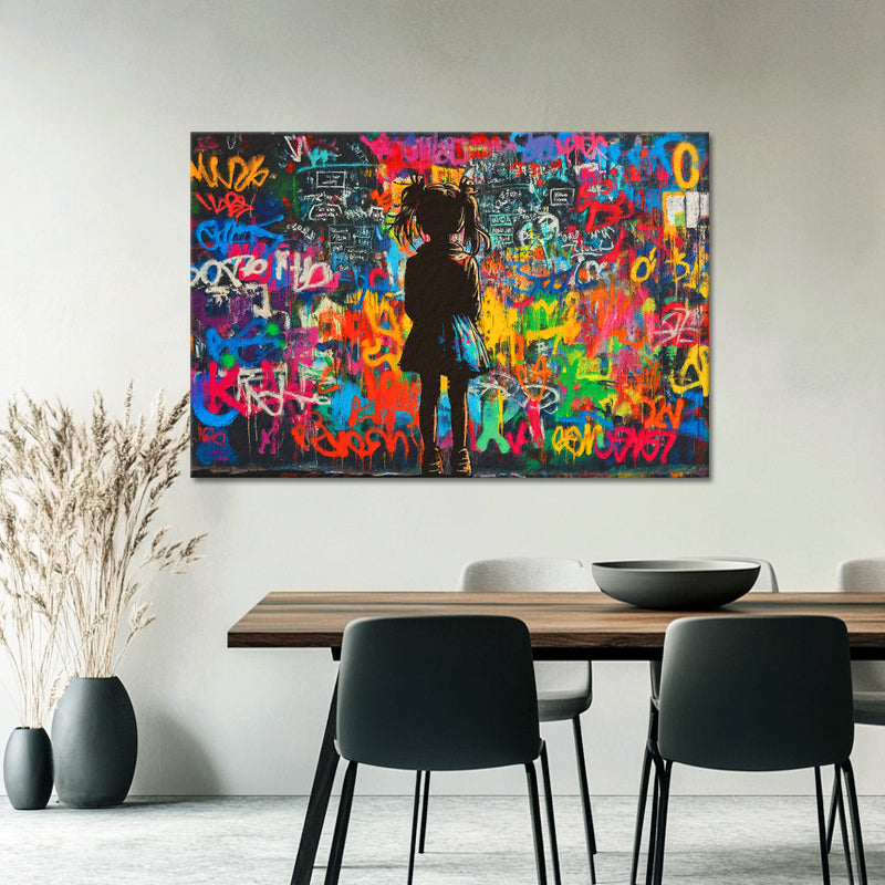 Mädchen vor Wand-Graffiti