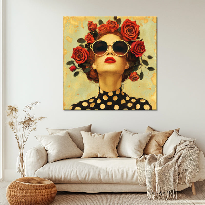 Vrouw met rozen kunstwerk