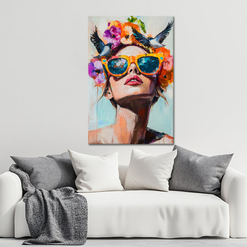 Schilderij Vrouw met vogels