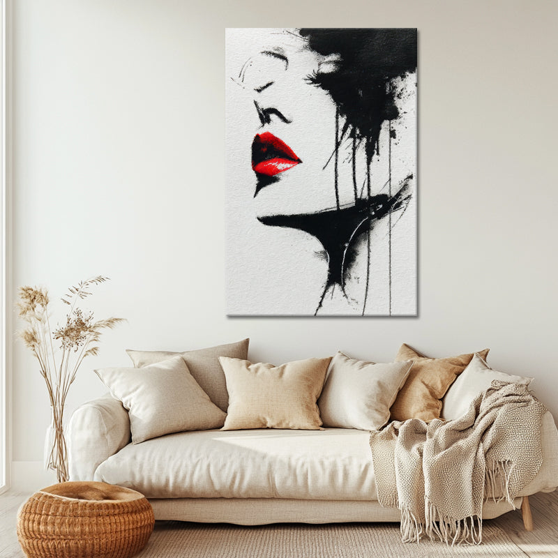 Abstrakte Frau Rote Lippen