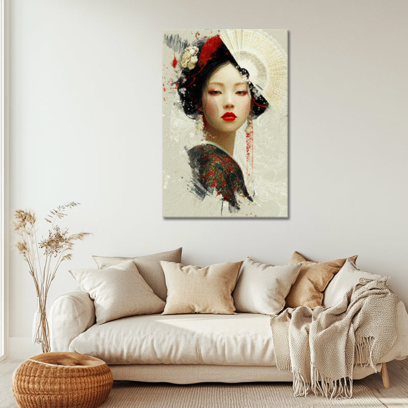 Japanische Frau rote Lippen