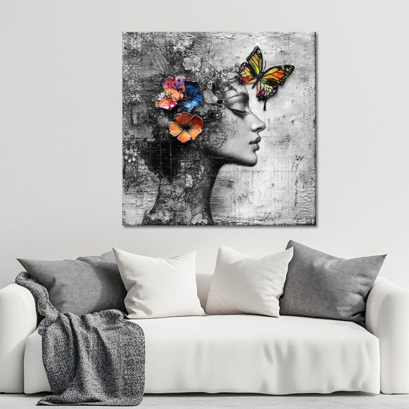 Vrouw vlinders schilderij I