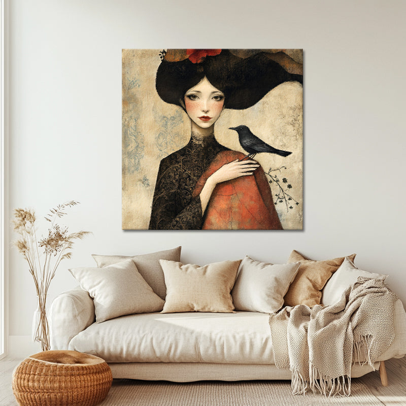Surrealistisch Vrouw met vogelje II