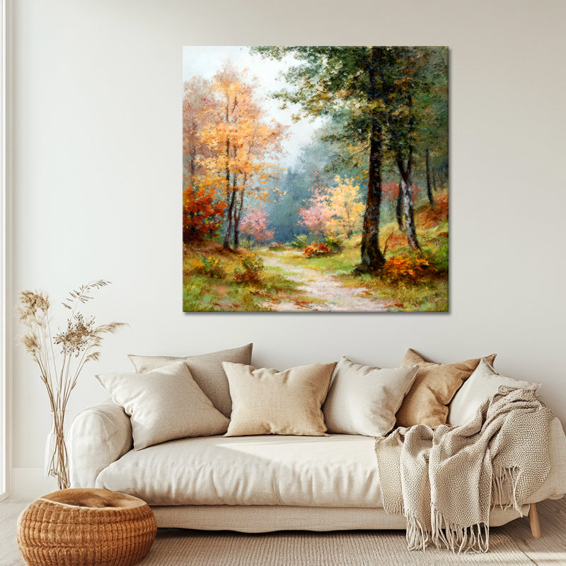 Farbenfroher Waldweg im Herbststil II
